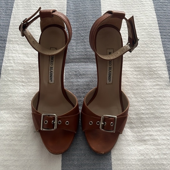 Manolo Blahnik Brown Sandals Heels Tricida - Picture 3 of 9
